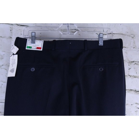 Bendetti Solid Navy Wool Pants Trousers Milano 34 X 35.75 Raw Hem Vtg Skomer's - Picture 7 of 8